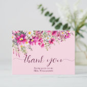 ブライトピンクワイルドフラワーズボホフローラありがとう カード (スタンド正面)