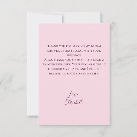 ブライトピンクワイルドフラワーズボホフローラありがとう カード (裏面)