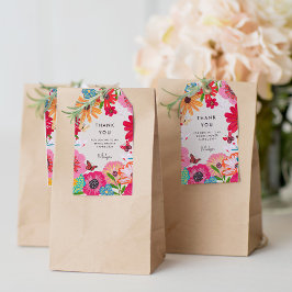 ブライトピンクワイルドフラワーブライダルシャワーありがとう ギフトタグ