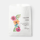 ブライトピンクワイルドフラワーブライダルシャワーありがとう フェイバーバッグ (正面)