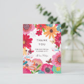 ブライトピンクワイルドフラワーブライダルシャワー サンキューカード (スタンド正面)