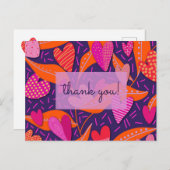 ブライトピンク抽象芸術ありがとう ポストカード (正面/裏面)