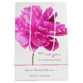 ブライトピンク牡丹ブライダルシャワー ミディアムペーパーバッグ (裏面)