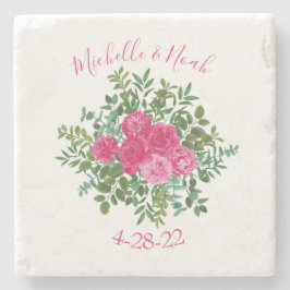 ブライトピンク結婚フローラ ストーンコースター