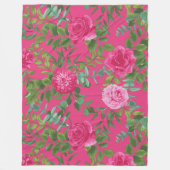 ブライトピンク結婚フローラ フリースブランケット (正面)