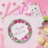 ブライトピンク結婚フローラ ペーパープレート (パーティー)