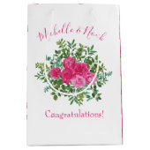 ブライトピンク結婚フローラ ミディアムペーパーバッグ (正面)