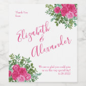 ブライトピンク結婚フローラ ワインラベル (シングルラベル)