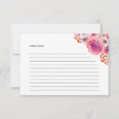 ブライトピンク花模様ブライダルシャワーレシピカード ノートカード (裏面)