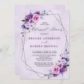 ブライトピンク薄紫パープルシェードリハーサルディナー 招待状 (正面/裏面)