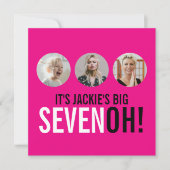 ブライトピンク70th SEVANOH！フォト誕生日招待状 招待状 (正面)