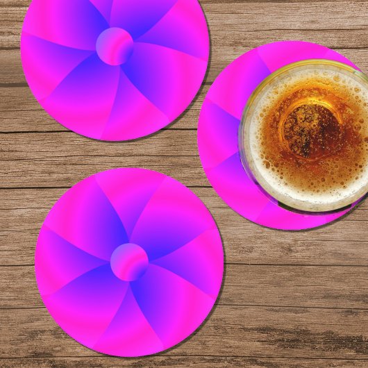 ブライトピンク&ブルー紙パーティーコースター ラウンドペーパーコースター