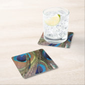 ブライトピーコックフェザーズパターン紙コースター スクエアペーパーコースター (インサイチュ)