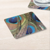 ブライトピーコックフェザーズパターン紙コースター スクエアペーパーコースター (アングル)