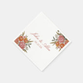 ブライトピーチとオレンジ結婚フローラ スタンダードカクテルナプキン (角)
