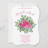 ブライトピ結婚ンクバラフローラモダン 招待状 (正面)
