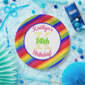 ブライトフィエスタストライプ |誕生日パーティー ペーパープレート (パーティー)