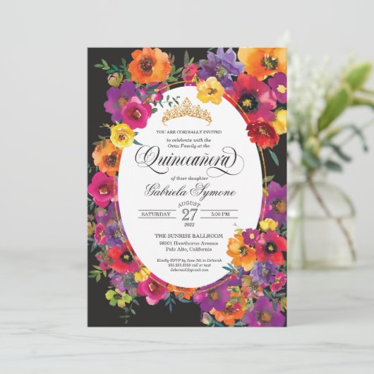 ブライトフィエスタフラワーウォーターカラーフローラキンセアニラ 招待状 (スタンド正面)