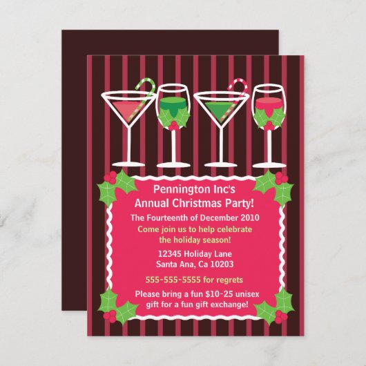 ブライトフェスティバルオフィスクリスマスパーティの招待状 招待状 (正面/裏面)