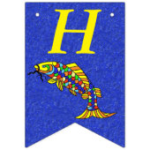 ブライトフェスティバルハッピーバースデー抽象芸術魚 バンティングフラッグ (第1の旗)