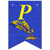 ブライトフェスティバルハッピーバースデー抽象芸術魚 バンティングフラッグ (第3の旗)