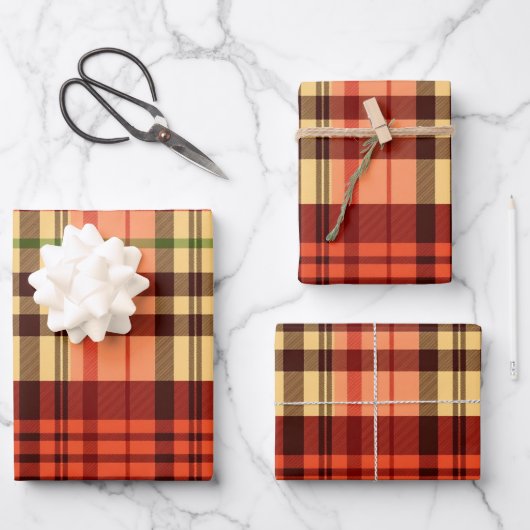 ブライトフォークイングリッシュプレイド ラッピングペーパーシート (正面)