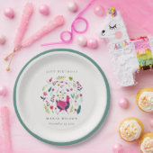 ブライトフォークファームフローラバードエイジ誕生日 ペーパープレート (パーティー)