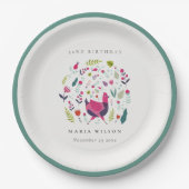 ブライトフォークファームフローラバードエイジ誕生日 ペーパープレート (正面)