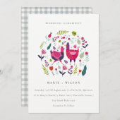 ブライトフォークファームフローララブバード結婚式の招待 サンキューカード (正面/裏面)