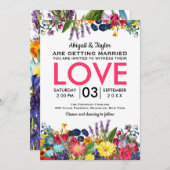 ブライトフカラフルラワーズサマー結婚式招待状 招待状 (正面/裏面)