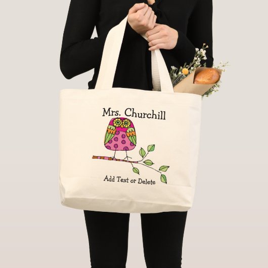 ブライトフクロウ先生- SRF ラージトートバッグ (正面(商品))