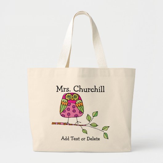 ブライトフクロウ先生- SRF ラージトートバッグ (正面)