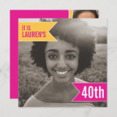 ブライトフラグ写真テンプレート40th誕生日パーティー 招待状 (正面/裏面)