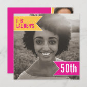 ブライトフラグ写真テンプレート50th誕生日パーティー 招待状 (正面/裏面)