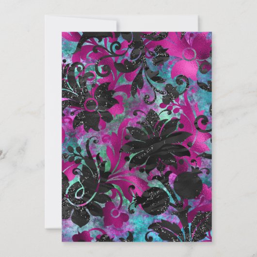 ブライトフラミンゴハワイアンフローラ金ゴールド 招待状 (裏面)