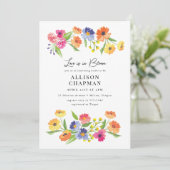 ブライトフラワーガーデンピンクオレンジブライダルシャワー 招待状 (スタンド正面)