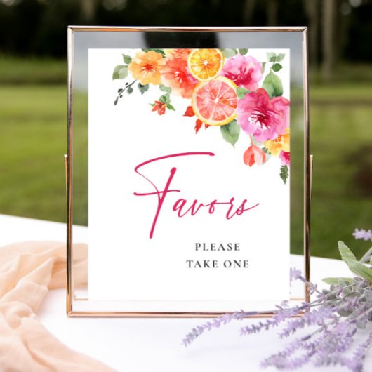 ブライトフラワーシトラススライスブライダルシャワーの好意 ポスター