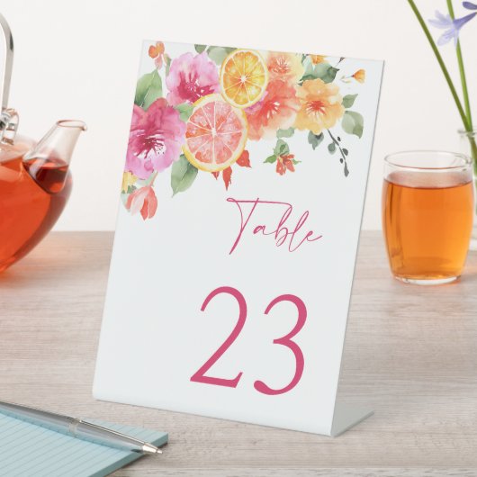 ブライトフラワーシトラスブライダルシャワーテーブル番号 台座サイン (インサイチュ)