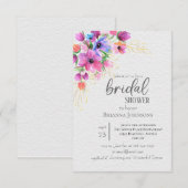 ブライトフラワーズゴールデングリーンブライダルシャワー 招待状 (正面/裏面)