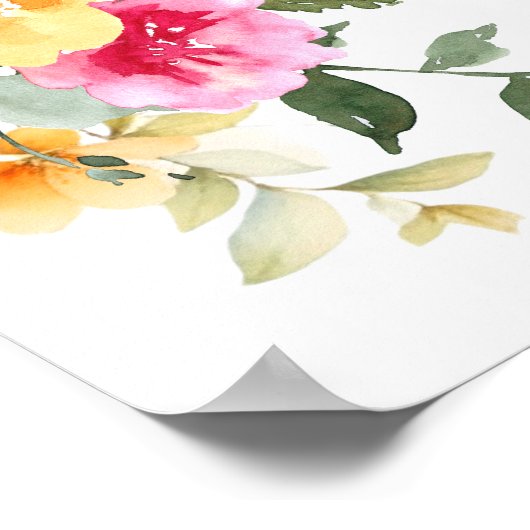 ブライトフラワーズフローラ柑橘系ブライダルシャワー歓迎 ポスター (角)