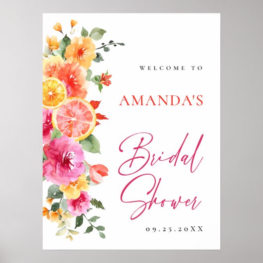 ブライトフラワーズフローラ柑橘系ブライダルシャワー歓迎 ポスター (正面)