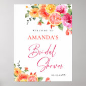 ブライトフラワーズフローラ柑橘系ブライダルシャワー歓迎 ポスター (正面)