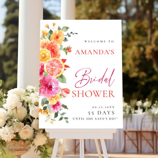 ブライトフラワーズフローラ柑橘系ブライダルシャワー歓迎 ポスター