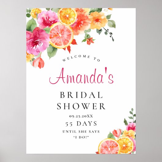 ブライトフラワーズフローラ柑橘系ブライダルシャワー歓迎 ポスター (正面)