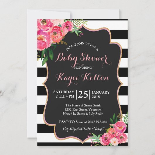 ブライトフラワーズベビーシャワー招待状 招待状 (正面)