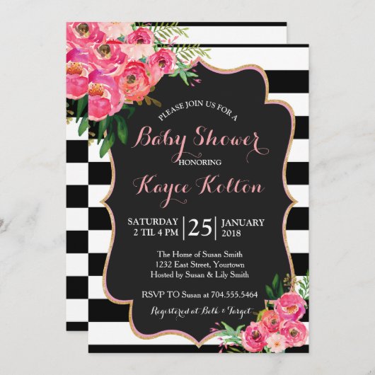 ブライトフラワーズベビーシャワー招待状 招待状 (正面/裏面)