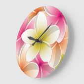 ブライトフランギパニ/プルメリア花 ラージ壁時計 (傾斜)