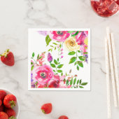 ブライトフローラはっきりしたピンク春植物学モダン スタンダードカクテルナプキン (インサイチュ)