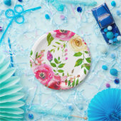 ブライトフローラはっきりしたピンク春植物学モダン ペーパープレート (パーティー)