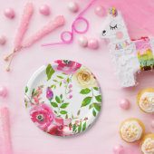 ブライトフローラはっきりしたピンク春植物学モダン ペーパープレート (パーティー)